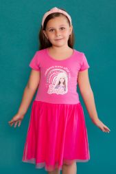 Платье детское 22763 Barbie кор. рукав розовый