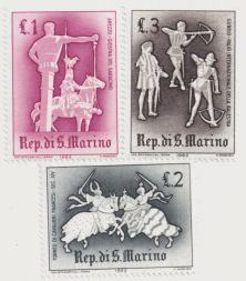 Набор негашеных почтовых марок Сан-Марино, 1963 год, Средневековый турнир