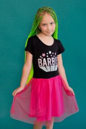 Платье детское 22764 Barbie кор. рукав фуксия