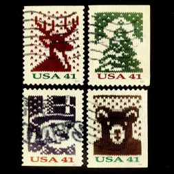 Набор марок Рождество - праздничные вязаные изделия, США, 2007 год (полный комплект)