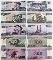 Набор банкнот 2002-2008 годов, Северная Корея (9 шт., SPECIMEN) UNC