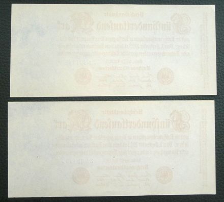 Парные банкноты 500000 марок 1923 года, Германия (одинаковые номера)