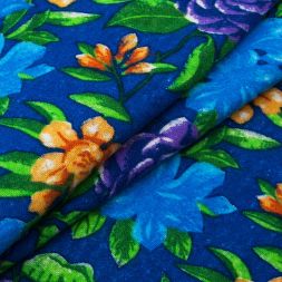 Ткань фланель 150 см Цветы-4 (темно-синий)