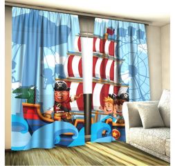 Фототюль 3D Море и пираты (вуаль)