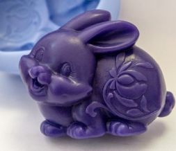 Силиконовая форма - 2D - Кролик с цветочком