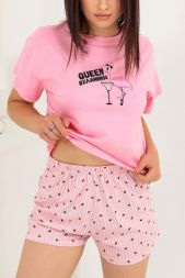 Пижама женская Вхламиngo (футболка+шорты) розовый