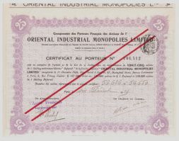 Сертификат 25 шиллингов 1929 год, Восточные промышленные монополии, Франция