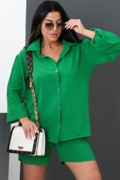 Комплект женский 52287 (шорты + рубашка) зеленый