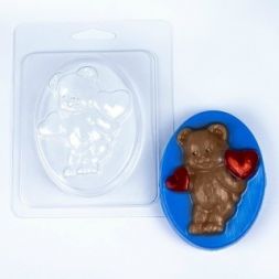 Пластиковая форма - БП 342 - Мишка с сердечками