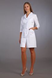 Халат медицинский женский М-012 ткань Элит-145 кнопки (белый)