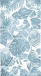 Полотенце махровое 70х140 Листья 7055 (гавайи) голубой