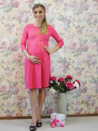 Платье для беременных жаккардовое (коралловое)