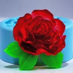 Силиконовая форма МИНИ - 2D - Роза с листочками №2